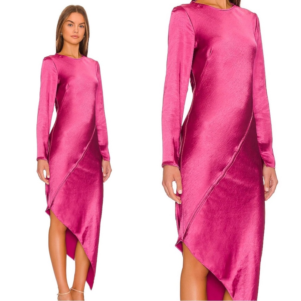 Line and Dot cranberry Asymmetrical Dress